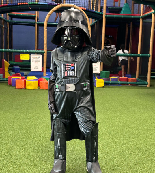 Kid Inside indoor playground in Mansfield Texas with a Darth Vader costume.