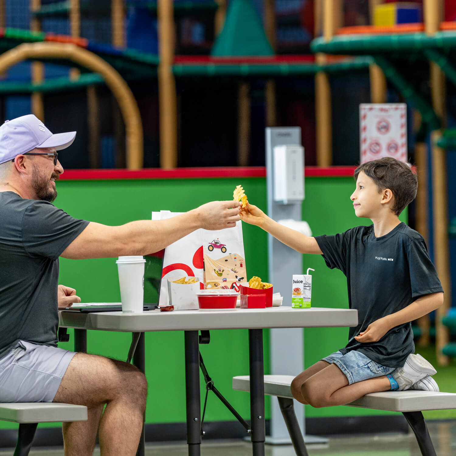 Indoor playground where father son bring in their own food in masfield texas