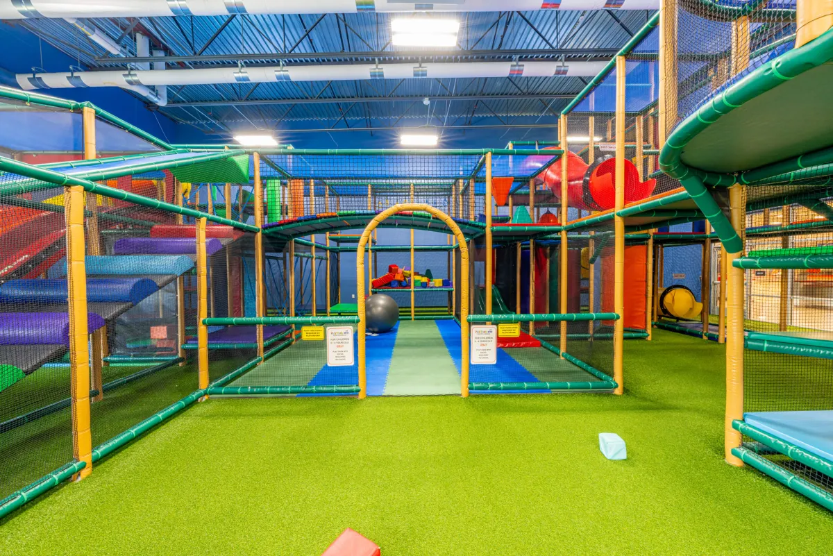 Entrance to the colorful indoor play structure at Play Park MTX.